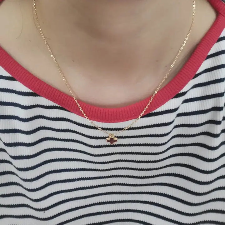 [BUNJANG] 18K Rose Gold Plated Sterling Silver 925 Clover Pendant Necklace / 실버 925에 로즈골드18k도금 목걸이