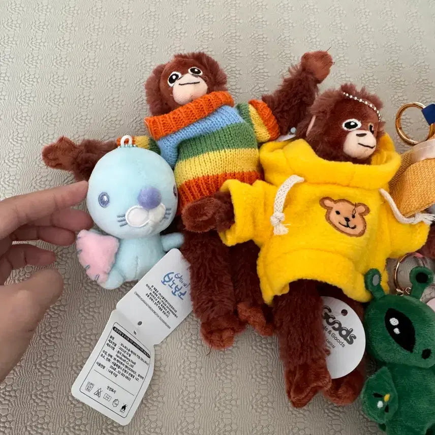 [BUNJANG] Plush Keychains Bundle Set (Zootopia, Bonobono, Alien) / 인형뽑기 인형 키링 새상품 일괄 5000원 ,주토피아 보노보노 외계인