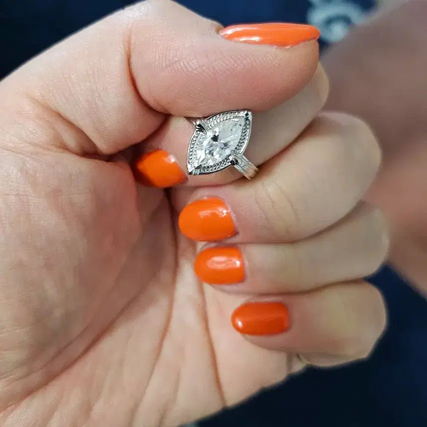 [BUNJANG] 1 Carat Marquise Cut Moissanite Ring / 1캐럿 마퀴즈컷 모이사나이트반지 새상품