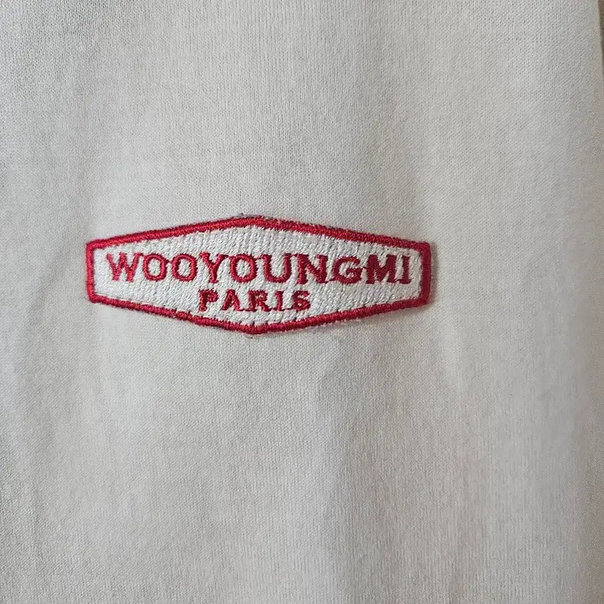 [BUNJANG] Wooyoungmi Paris Logo Short Sleeve T-Shirt Ivory Size 46 / 우영미 반팔 46 아이보리