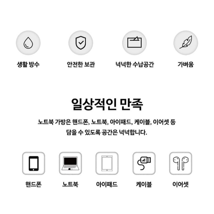 [BUNJANG] 15-15.6 Inch Laptop Briefcase Gray / 15~15.6형 노트북 서류가방 그레이