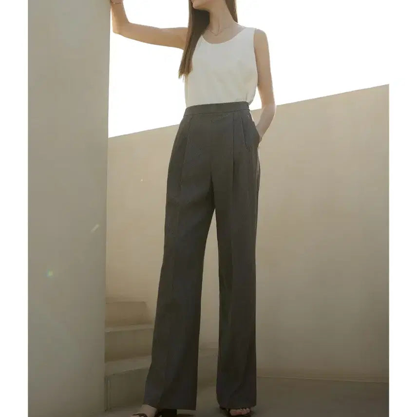 [BUNJANG] Sie Kelly Wide Trousers Pants S - Mix Grey / 시에sie 켈리 와이드 트라우저팬츠S -믹스그레이