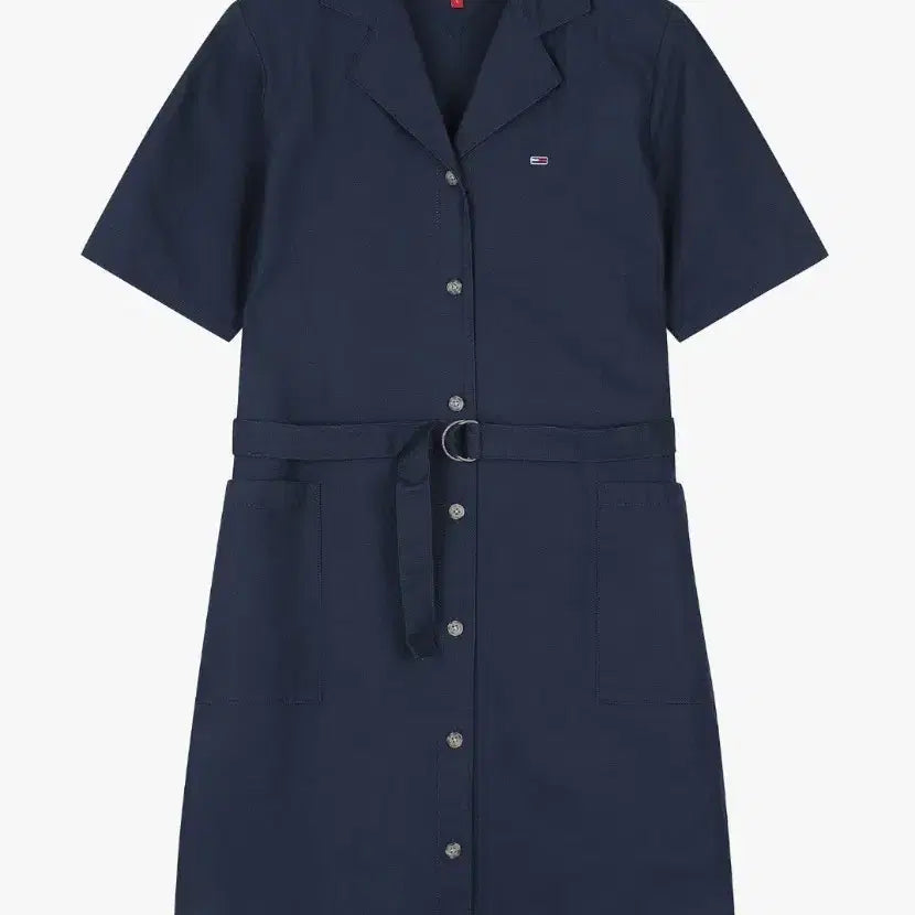 [BUNJANG] Tommy Jeans Linen Blend Shirt Dress Navy / 타미진스 린넨 블렌디드 셔츠형 원피스