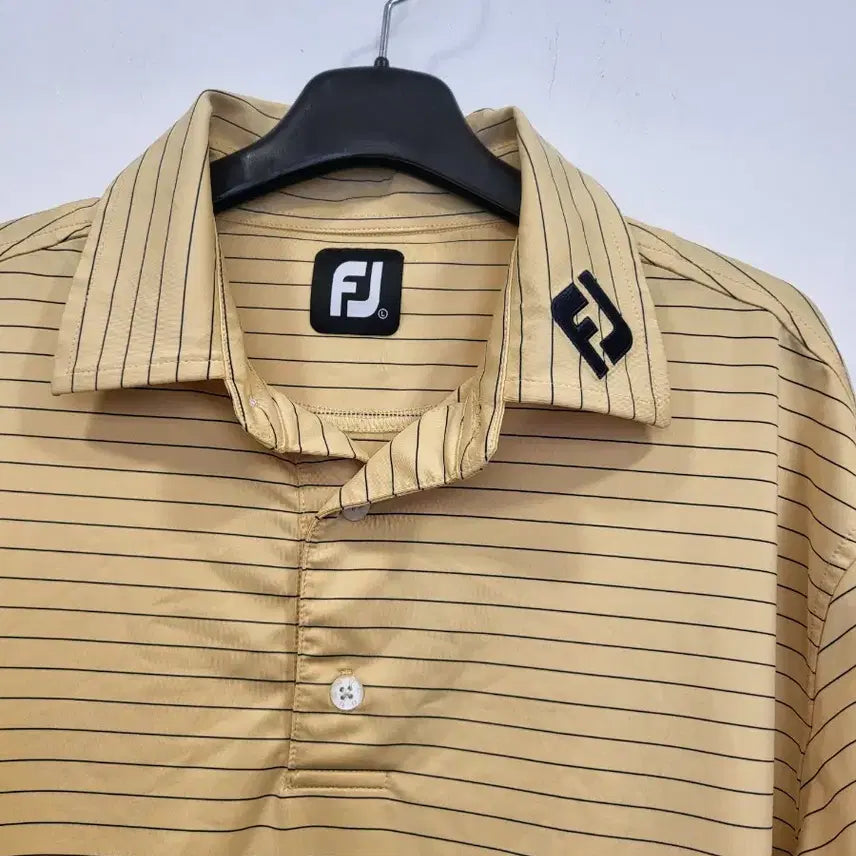 [BUNJANG] FJ Golf Wear Yellow Stripe Short Sleeve Polo Shirt / FJ 골프웨어 반팔 카라티 옐로우 스트라이프