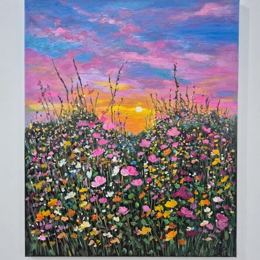 [BUNJANG] Wildflowers and Sky Oil Painting / 들꽃과 하늘