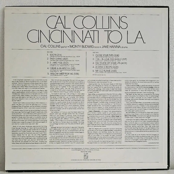 [SOLD OUT] 칼 콜린스(Cal Collins)-Cincinnati To L.A. LP