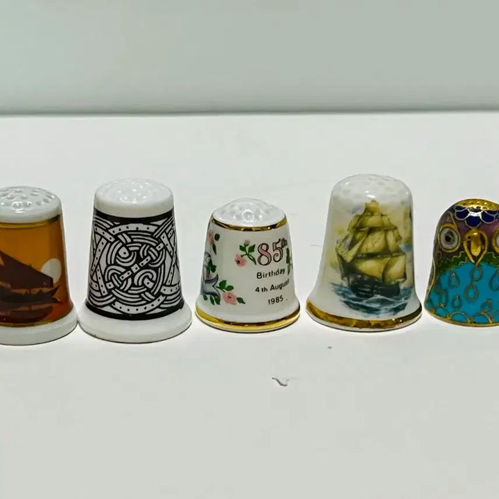 [BUNJANG] Antique English Ceramic Thimbles Set of 5 / 앤틱영국도자기골무 5개일괄