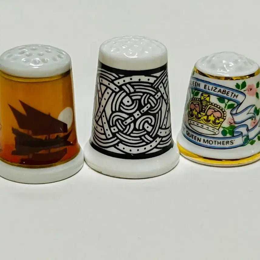 [BUNJANG] Antique English Ceramic Thimbles Set of 5 / 앤틱영국도자기골무 5개일괄