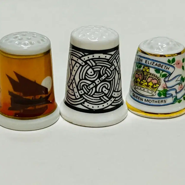 [BUNJANG] Antique English Ceramic Thimbles Set of 5 / 앤틱영국도자기골무 5개일괄