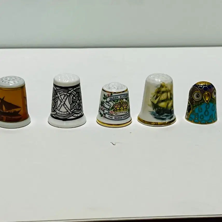 [BUNJANG] Antique English Ceramic Thimbles Set of 5 / 앤틱영국도자기골무 5개일괄