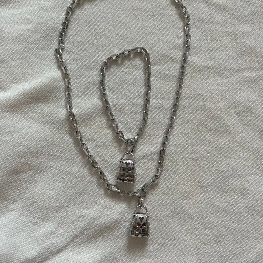 [BUNJANG] Bag Pendant Necklace and Bracelet Set / 가방펜던트 목걸이 팔찌 세트