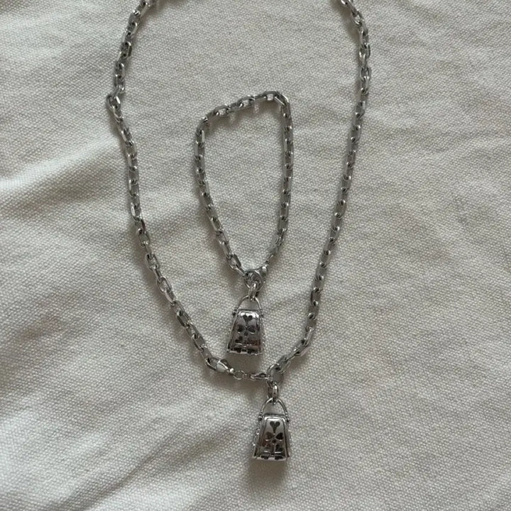 [BUNJANG] Bag Pendant Necklace and Bracelet Set / 가방펜던트 목걸이 팔찌 세트