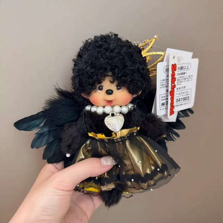 [BUNJANG] Custom Angel Crown Fuzzy Monchhichi Doll / 천사 왕관 커스텀 뽀글이 몬치치 인형