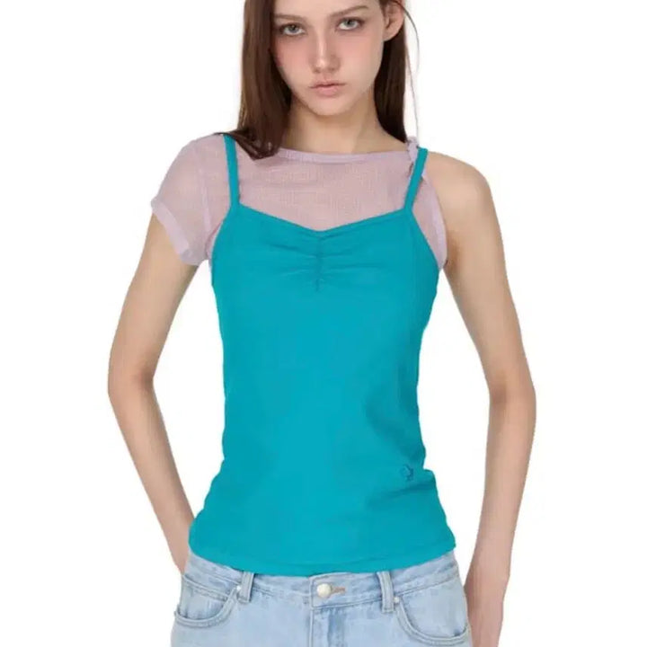 [BUNJANG] Sunburn Project Unbalance Mesh T-Shirt Pink / 새상품) 썬번프로젝트 언발란스 메쉬 티셔츠 핑크