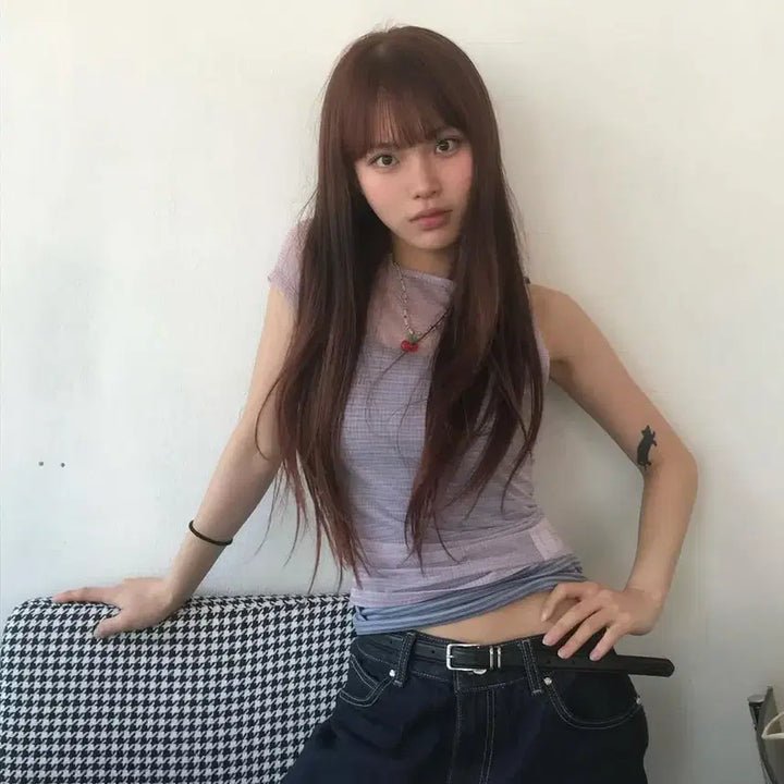 [BUNJANG] Sunburn Project Unbalance Mesh T-Shirt Pink / 새상품) 썬번프로젝트 언발란스 메쉬 티셔츠 핑크