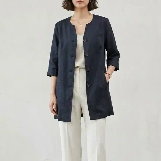 [BUNJANG] 77 Linen 7/10 Sleeve Jacket / [77]시엔 7부 린넨 자켓