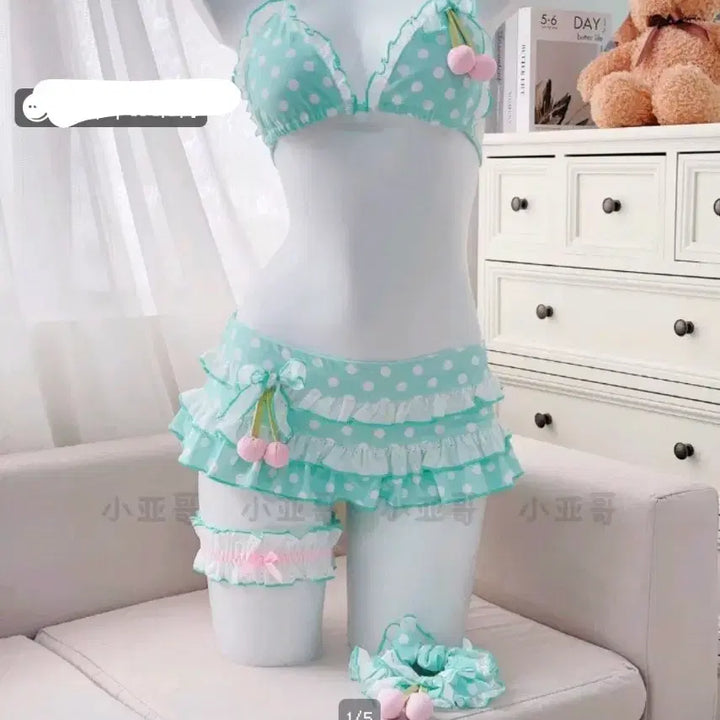 [BUNJANG] Cherry Dot Frill Bikini Set / 체리 도트 프릴 비키니 세트