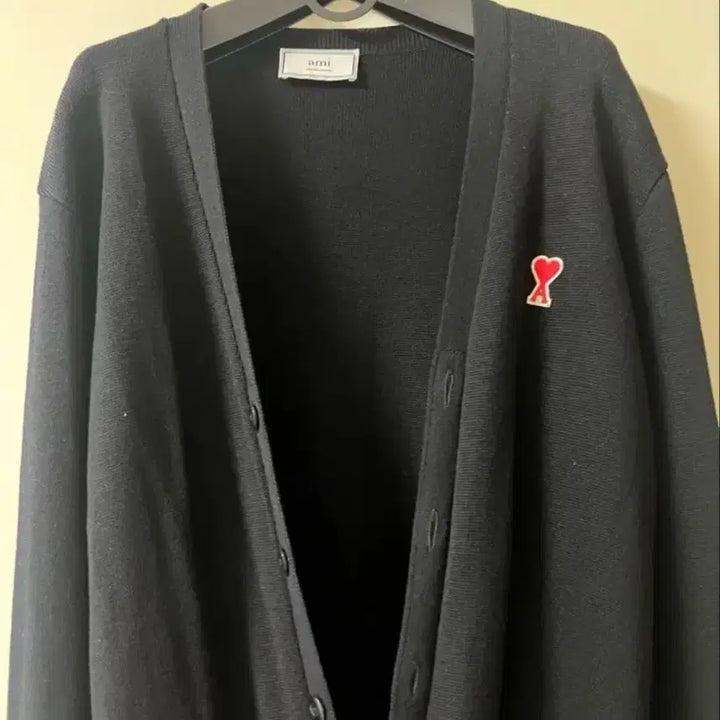 [BUNJANG] AMI Small Heart Black Cardigan M / 아미 스몰 하트 블랙 가디건 M)
