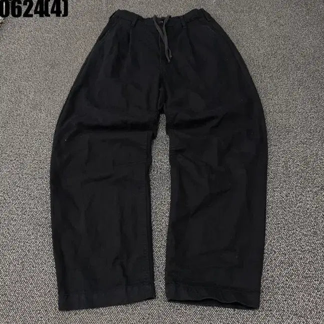 [BUNJANG] Black Wide Leg Fleece Lined Pants / 기모 통 넓은 바지 블랙 0624