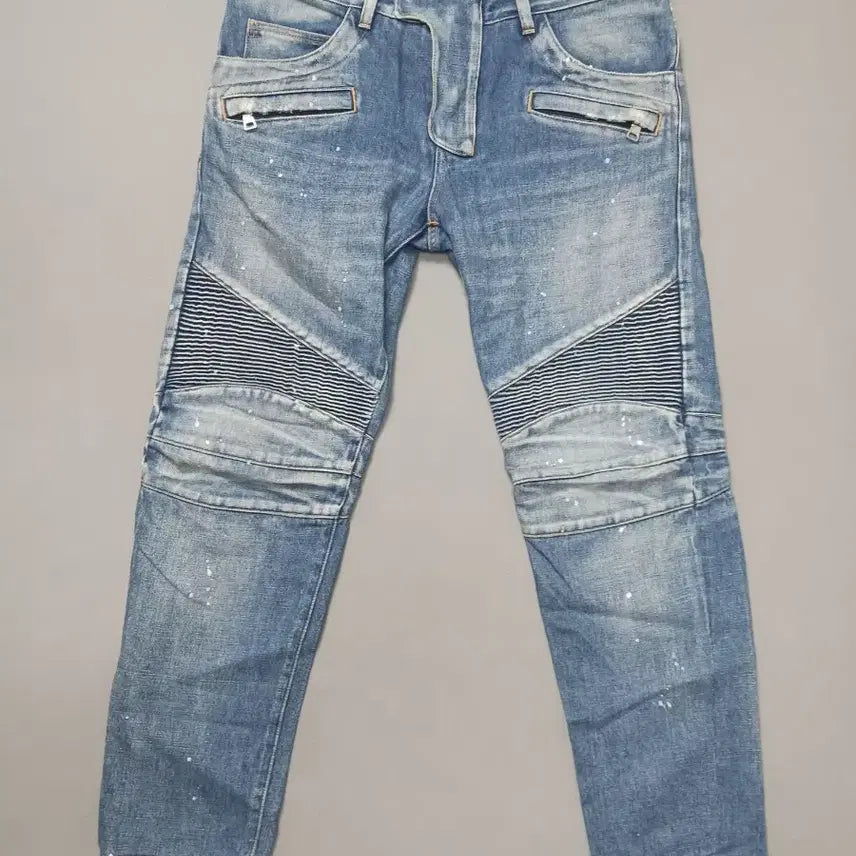 [BUNJANG] Balmain Paint Penki Biker Jeans 32 / 정품 [32] 발망 페인트 펜키 바이커 데님 진 청바지 155BLUE