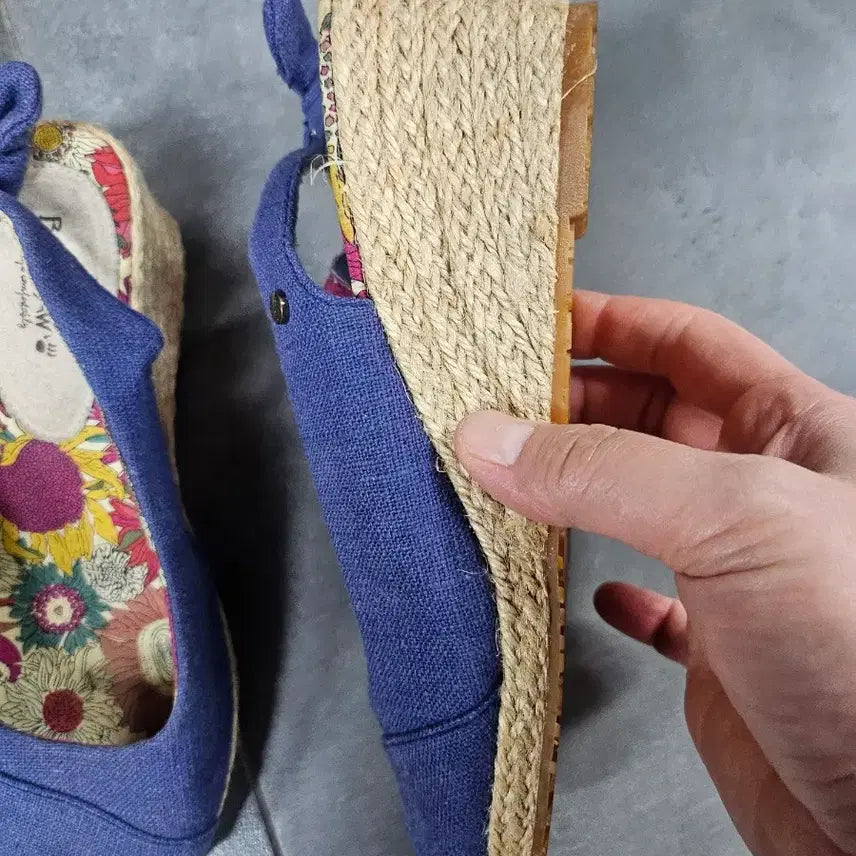 [BUNJANG] Bearpaw Wedge Heel Sandals Blue Flower Pattern / 베어포우 웨지힐 샌들 블루 플라워 패턴