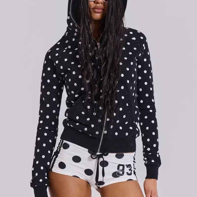 [SOLD OUT] 제이디드런던 mono black polkadot hoodie