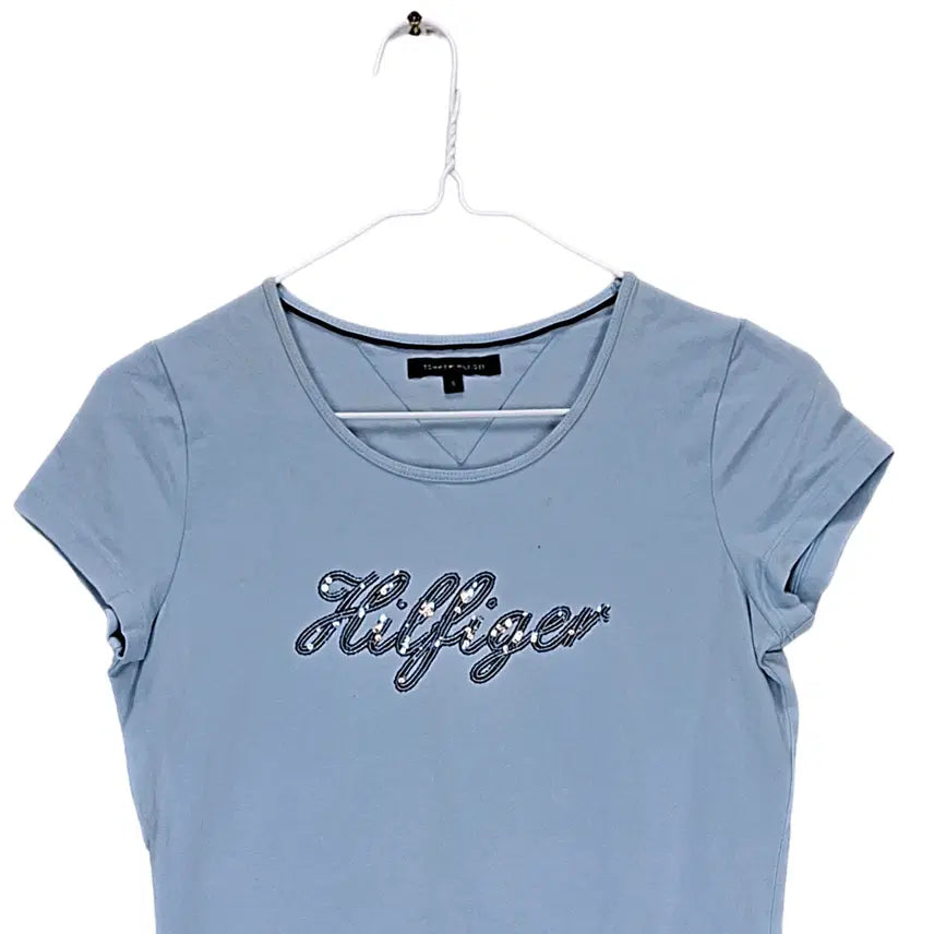 [SOLD OUT] 타미힐피거 여성 미니멀 슬림핏 반팔티 85 소라 08000