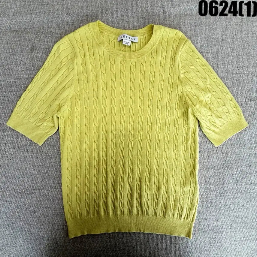 [SOLD OUT] 모건 케이블 반팔 니트 옐로우 L