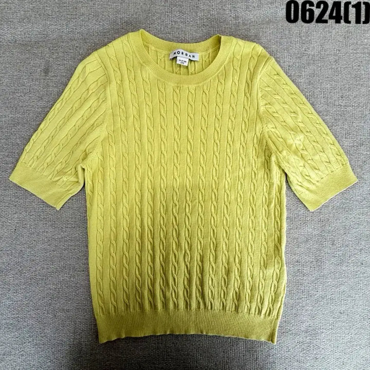 [SOLD OUT] 모건 케이블 반팔 니트 옐로우 L