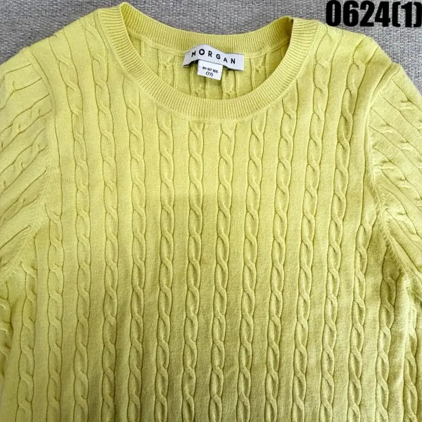 [SOLD OUT] 모건 케이블 반팔 니트 옐로우 L