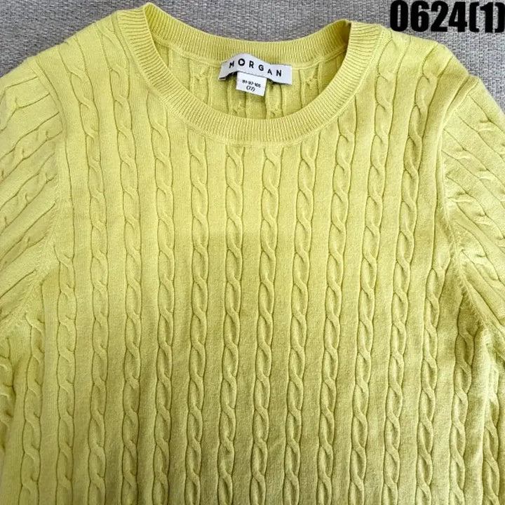 [SOLD OUT] 모건 케이블 반팔 니트 옐로우 L