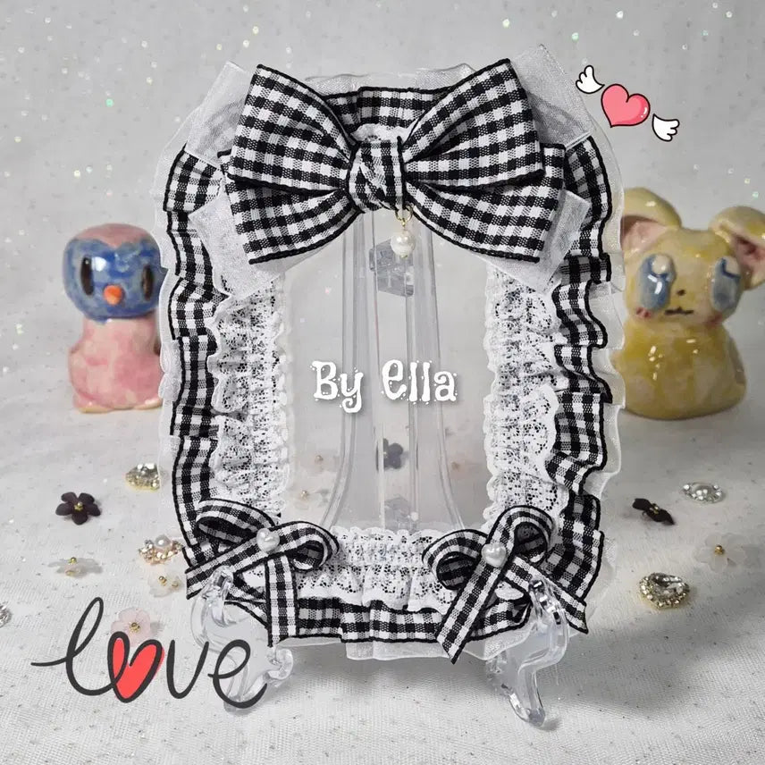 [SOLD OUT] 블랙 체크 리본 레이스 탑꾸