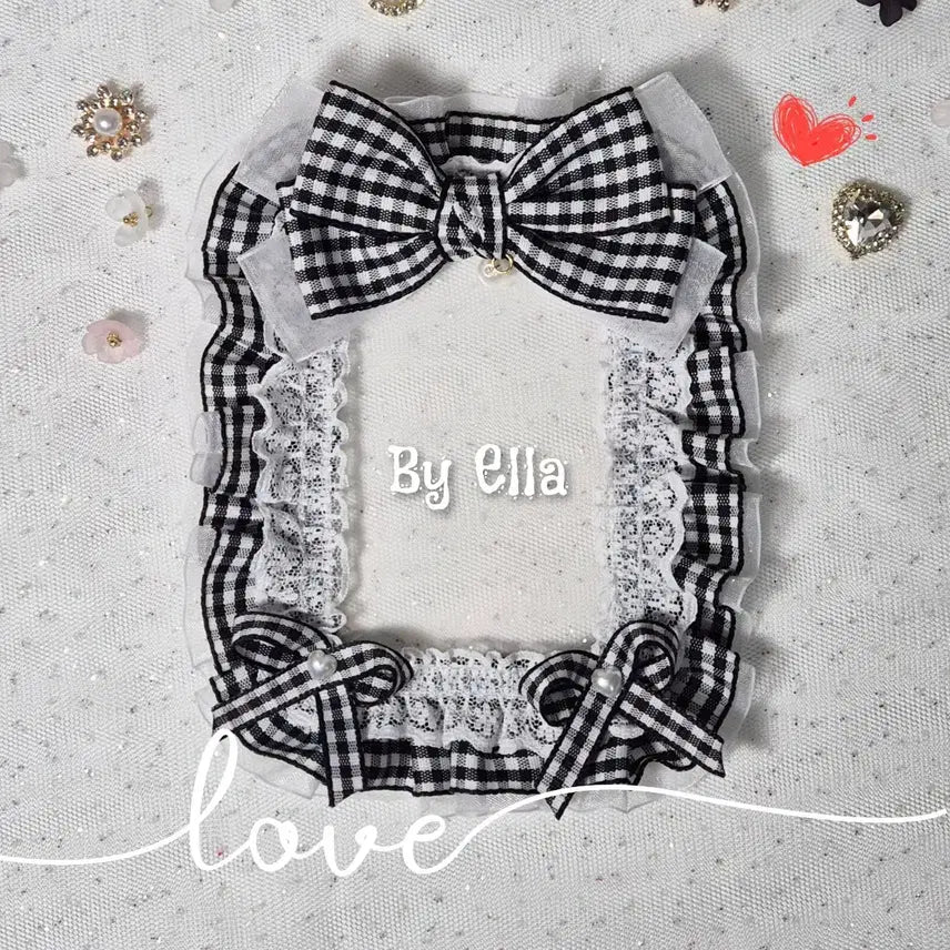 [SOLD OUT] 블랙 체크 리본 레이스 탑꾸