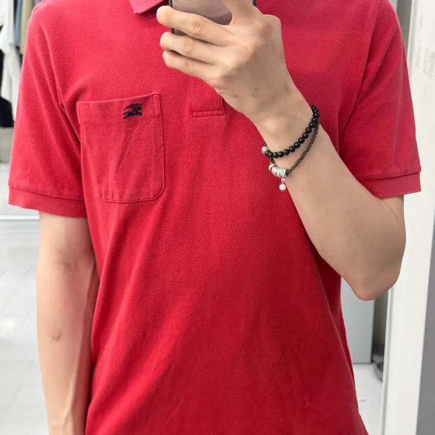 [SOLD OUT] (M) 버버리 카라넥 티셔츠 레드