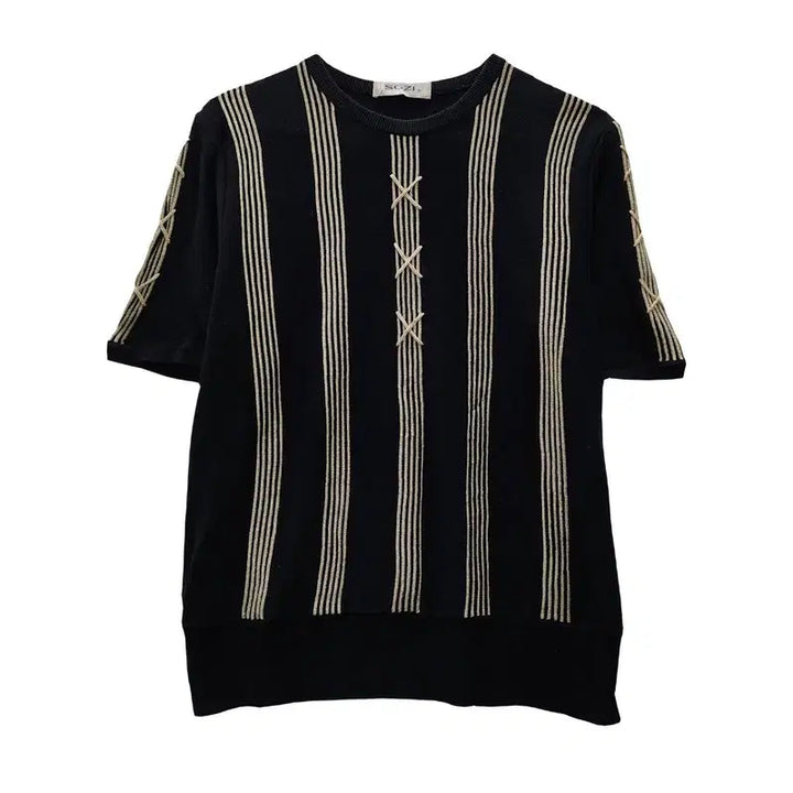[SOLD OUT] 재패니즈 아방가르드 골드 스트라이프 반팔 니트 MADE IN JAPAN