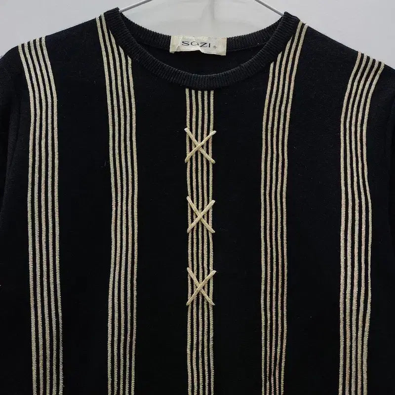 [SOLD OUT] 재패니즈 아방가르드 골드 스트라이프 반팔 니트 MADE IN JAPAN