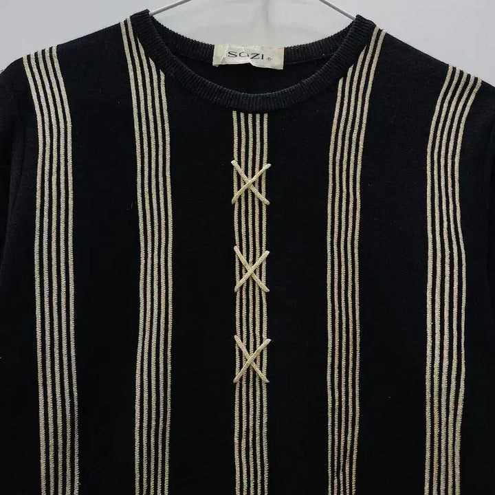 [SOLD OUT] 재패니즈 아방가르드 골드 스트라이프 반팔 니트 MADE IN JAPAN