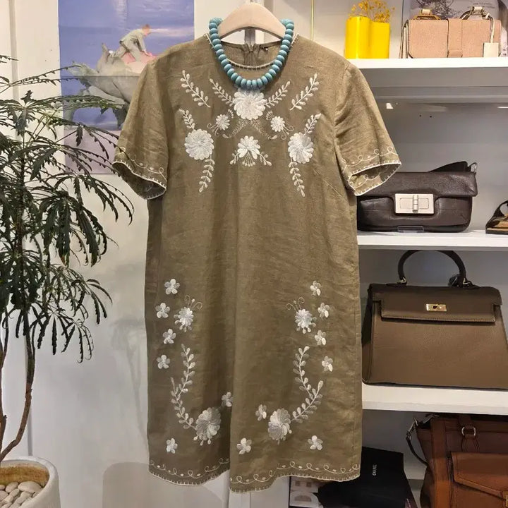 [SOLD OUT] 에스닉 자수 린넨 미니 원피스