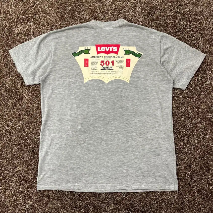 [SOLD OUT] 리바이스 501 빈티지 로고 그레이 반팔 티셔츠 100