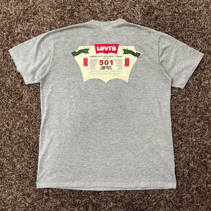 [SOLD OUT] 리바이스 501 빈티지 로고 그레이 반팔 티셔츠 100