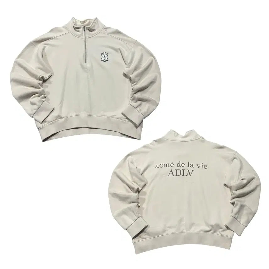 [SOLD OUT] (바배) 아크메드라비 빅로고 반집업 베이지 맨투맨