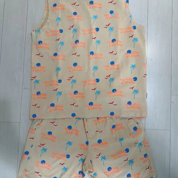 [SOLD OUT] 블루독 남아 야자수 패턴 민소매 상하의 세트 145