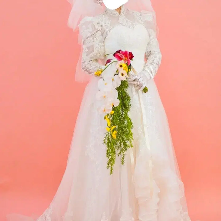 [BUNJANG] Vintage Retro Wedding Dress Full Set / 빈티지 웨딩드레스 복고풍 풀세트