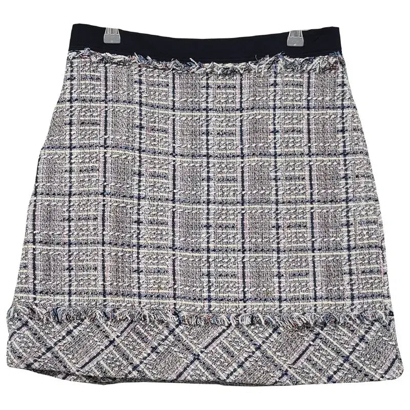 [BUNJANG] Jigott Checked Light Grey Tweed Skirt / 지고트 체크 라이트 그레이 트위드 스커트 76-94