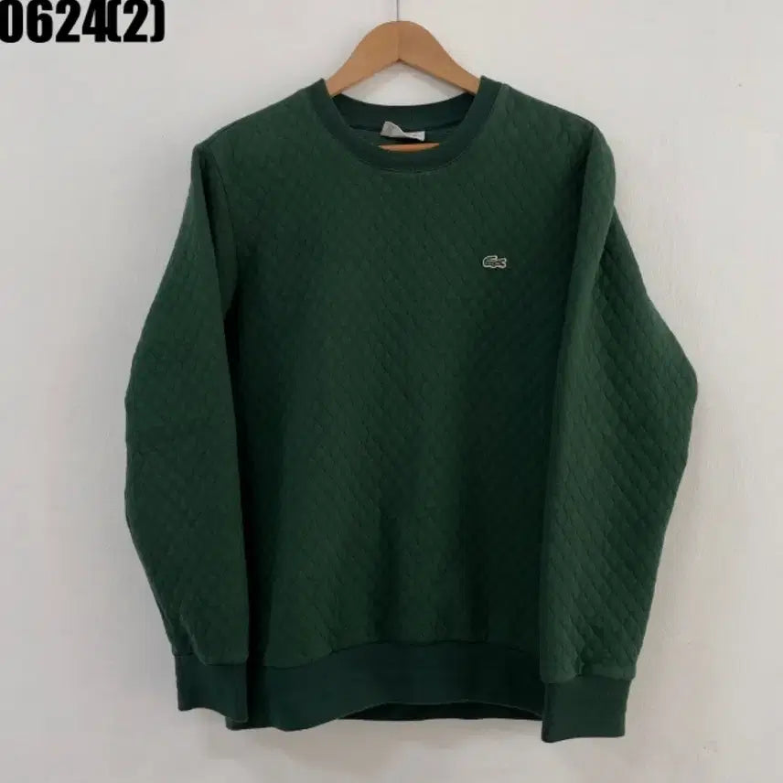 [BUNJANG] Lacoste Quilted Sweatshirt Green / 라코스테 맨투맨 그린 퀄팅