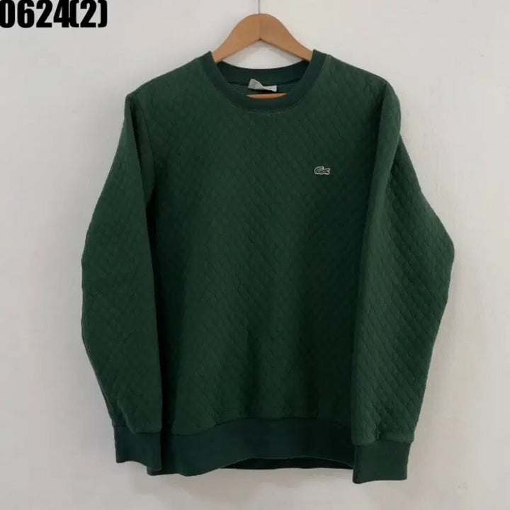[BUNJANG] Lacoste Quilted Sweatshirt Green / 라코스테 맨투맨 그린 퀄팅