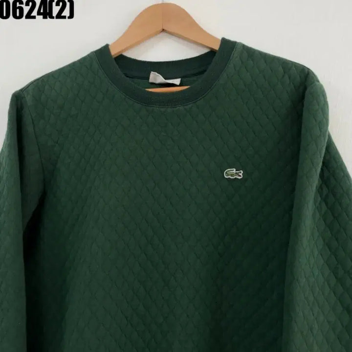 [BUNJANG] Lacoste Quilted Sweatshirt Green / 라코스테 맨투맨 그린 퀄팅