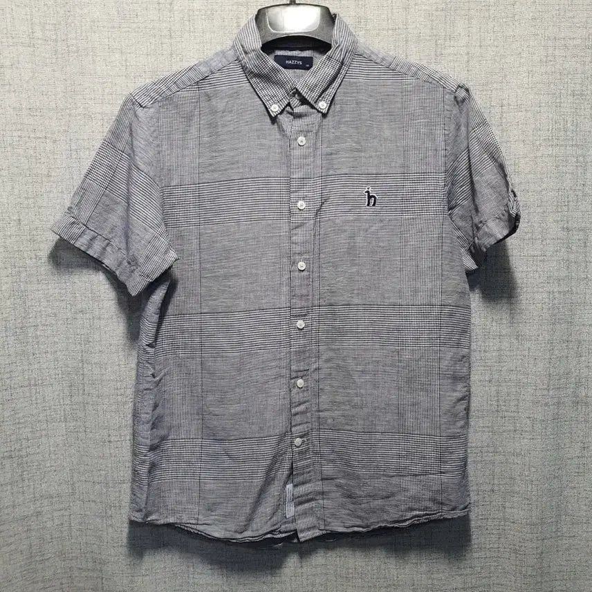 [BUNJANG] Hazzys Linen Blend Check Short Sleeve Shirt Size 100 / 헤지스 린넨 혼방 체크 반팔 셔츠 100