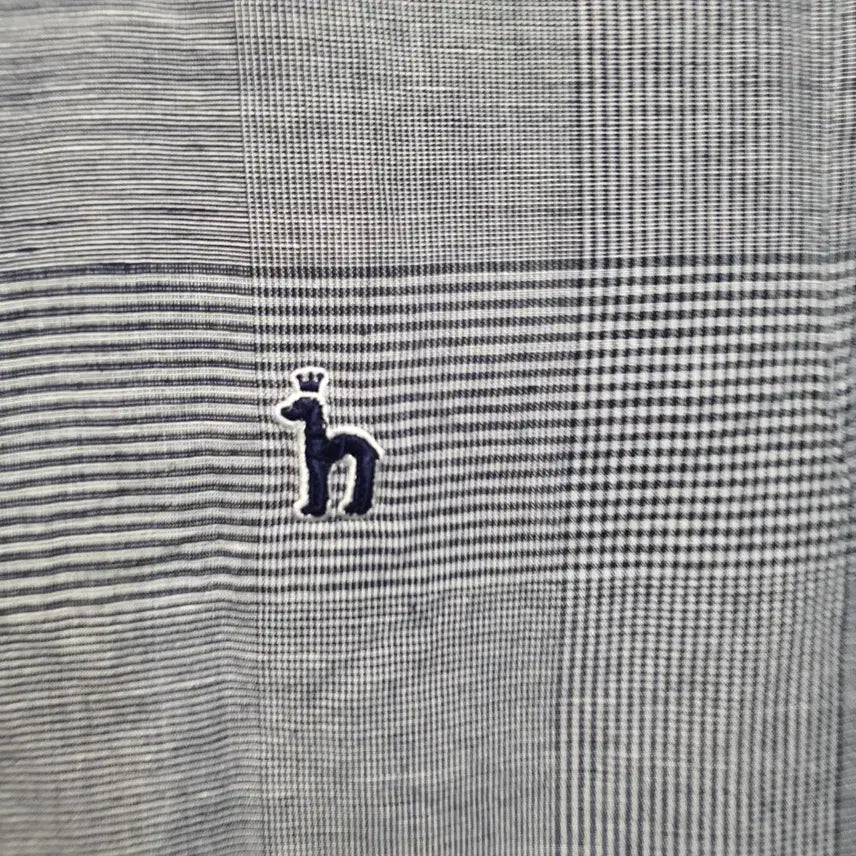 [BUNJANG] Hazzys Linen Blend Check Short Sleeve Shirt Size 100 / 헤지스 린넨 혼방 체크 반팔 셔츠 100