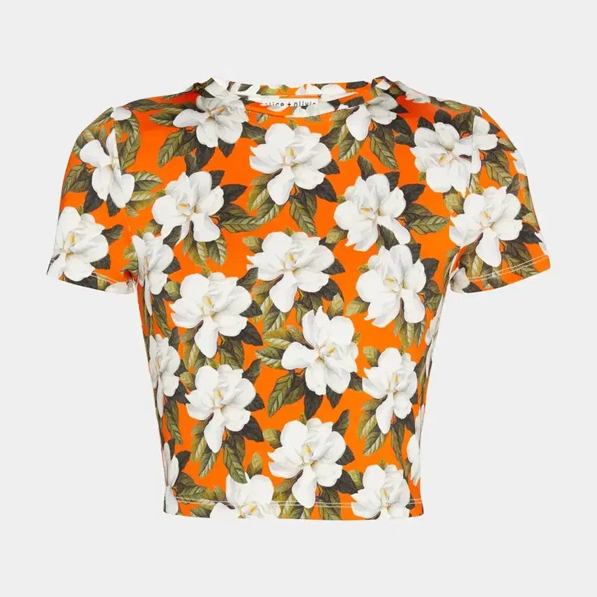 [BUNJANG] Alice + Olivia Flower Pattern Cropped Top / 앨리스 올리비아 플라워 패턴 크롭티